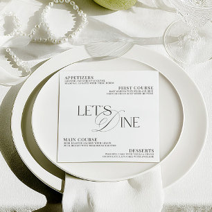 Menú Boda moderna y elegante cena de negro y blanco