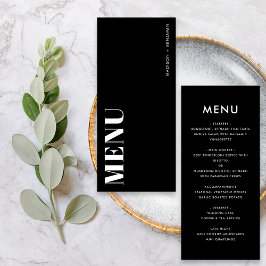 Menú Boda moderna y minimalista en negro y blanco