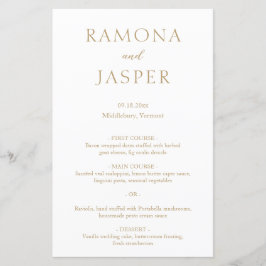 Menú Boda moderno audaz dorado simple