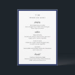 Menú Boda moderno azul de la Marina Trisha<br><div class="desc">Menús bodas modernos con un diseño limpio con fuentes serif y script.</div>