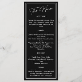 Menú Boda moderno clásico negro y blanco