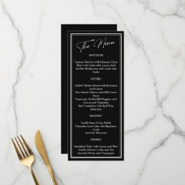 Menú Boda moderno clásico negro y blanco