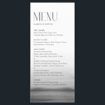 Menú Boda moderno color gris naranja acuático<br><div class="desc">carta de personalizable con acuarela gris oscuro y tipografía moderna. Personalice agregando fecha y opción de comida. Esta carta gris oscura es perfecta para bodas,  duchas para bebés,  duchas de novias,  cumpleaños y más.</div>