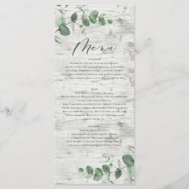 Menú Boda moderno de madera blanca de eucalipto mínimo