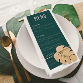Menú Boda moderno de tipografía gris verde en el arco d