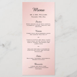 Menú Boda moderno elegante negro rosado de Rubor