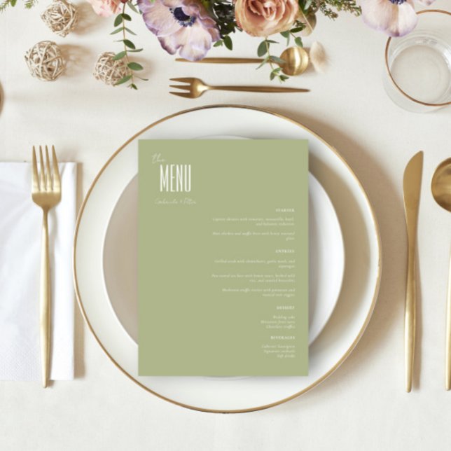 Menú Boda moderno Minimalista de Mint Green (Subido por el creador)