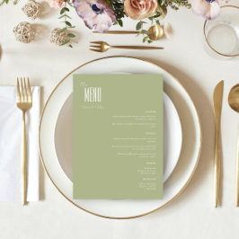 Menú Boda moderno Minimalista de Mint Green