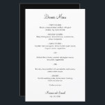 Menú Boda moderno Minimalista simple<br><div class="desc">Menú boda simple con un diseño mínimo en blanco y negro con el encabezado y sus nombres en un tipo de letra de guión elegante. Las fuentes y la parte posterior pueden cambiarse a cualquier color que desee haciendo clic en el botón personalizar. Un diseño básico y sencillo que todavía...</div>
