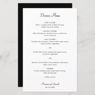 Menú Boda moderno Minimalista simple