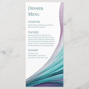 Menú boda-Moderno-Púrpura y Verde azulado-