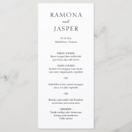 Menú Boda moderno simple negro y blanco negrita