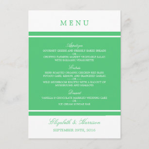 Menú Boda moderno verde esmeralda