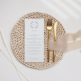 Menú Boda Monograma azul polvoriento formal