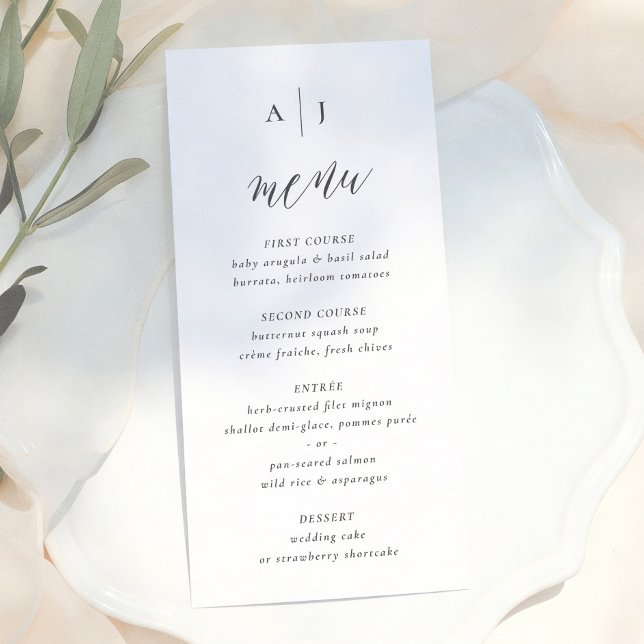 Menú Boda Monograma Caligrafía Llamada de Guión Simple (Subido por el creador)