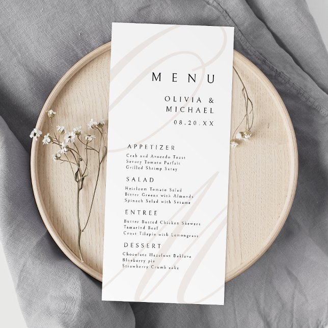 Menú Boda monograma de caligrafía clásica elegante (Subido por el creador)