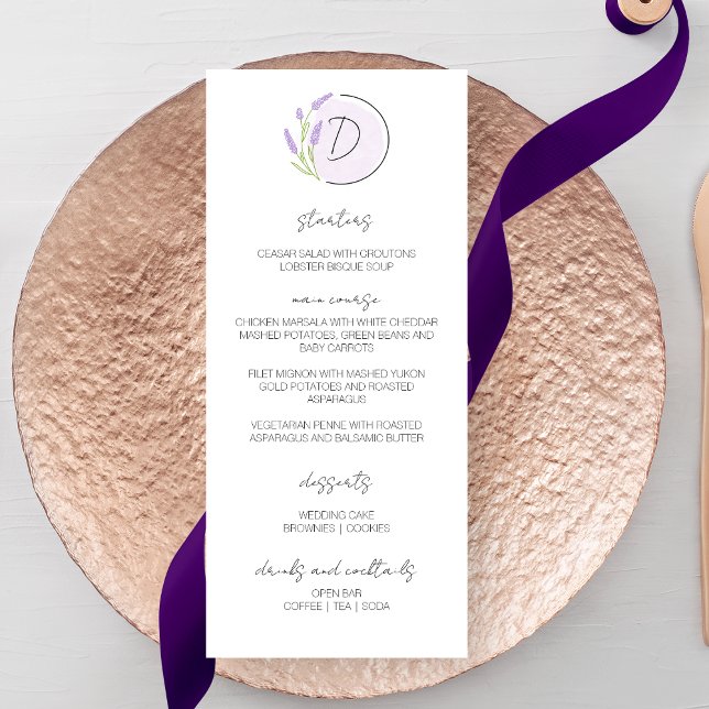 Menú Boda Monograma de Lavender (Subido por el creador)