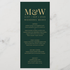 Menú Boda Monograma de Oro Verde