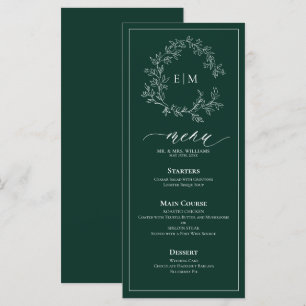 Menú Boda Monograma del Escudo de Leafy Verde Esme