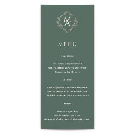 Menú Boda Monograma Diamond Floral Evergreen