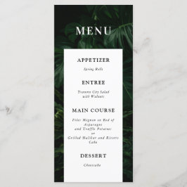 Menú Boda Monstera Tropical Blanco Negro