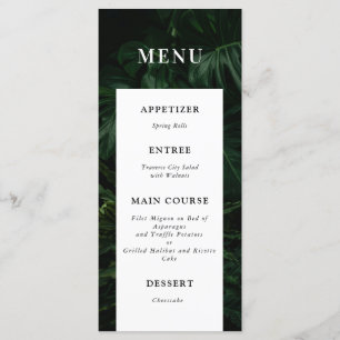 Menú Boda Monstera Tropical Blanco Negro