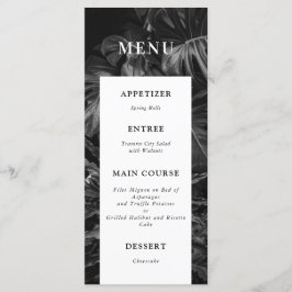 Menú Boda Monstera Tropical Blanco Negro