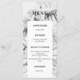 Menú Boda Monstera Tropical Blanco Negro