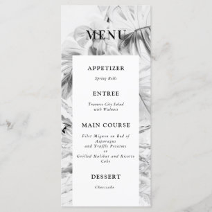 Menú Boda Monstera Tropical Blanco Negro