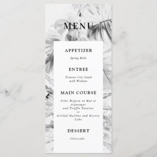 Menú Boda Monstera Tropical Blanco Negro