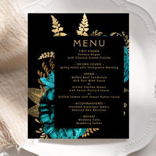 Menú Boda Moody Floral Turquesa Gold