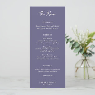 Menú Boda Morada Polvorienta Simple Moderna