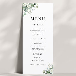 Menú Boda natural de verano floral de eucalipto blanco
