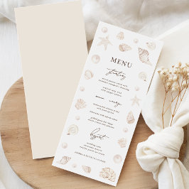 Menú Boda Náutica de Conchas de Acuarela y Perlas en la