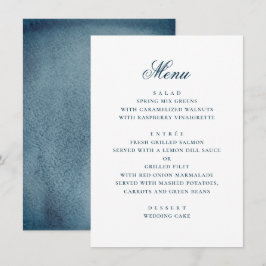 Menú Boda náutica simple de azul marino acuarela