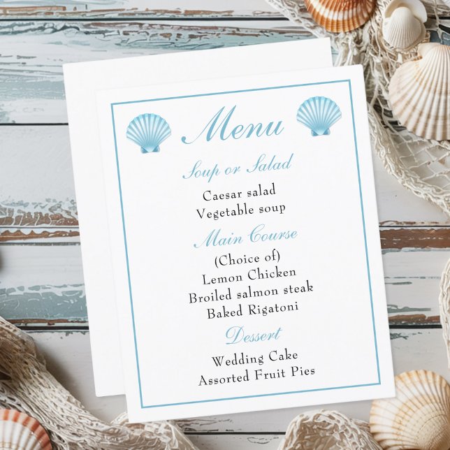 Menú Boda Nautical Blue Seashell (Subido por el creador)