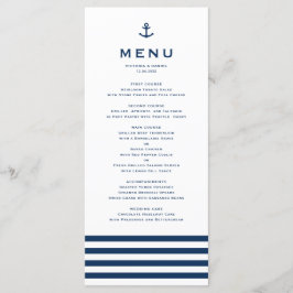 Menú Boda Náutico del Ancla Azul y Blanco de la Marina