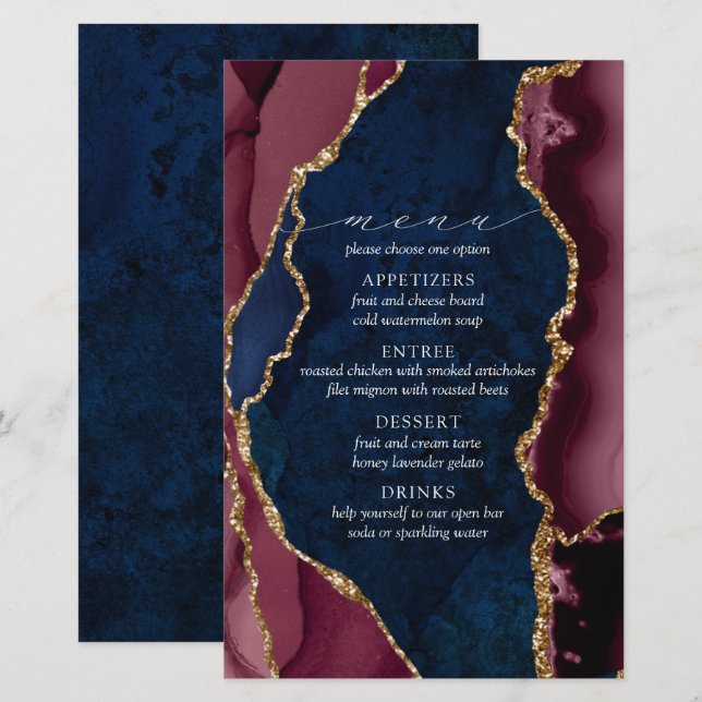 Menú Boda Naval, Borgoña y Agate de Oro (Anverso / Reverso)