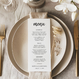 Menú Boda Negrita Moderna De Guión Negra Y Blanco