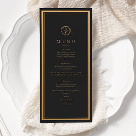 Menú Boda negro clásico de elegancia simple oro