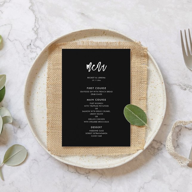 Menú Boda negro contemporáneo (Subido por el creador)