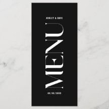 Menú Boda negro de clase minimalista