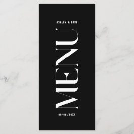 Menú Boda negro de clase minimalista