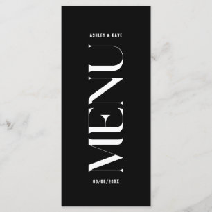 Menú Boda negro de clase minimalista