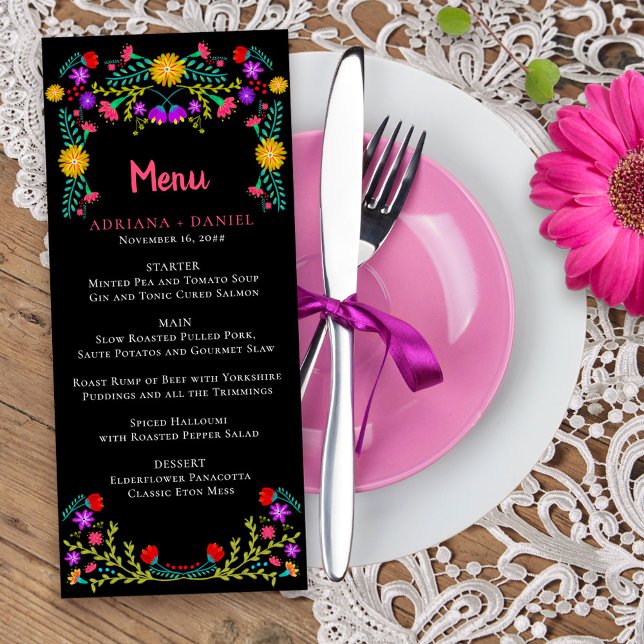 Menú Boda negro de Fiesta floral mexicana (Floral Menu from my Mexican Fiesta Floral collection
)