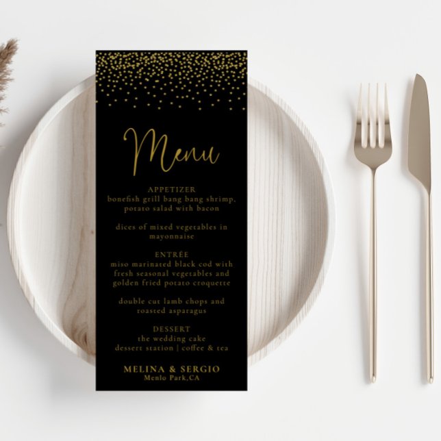Menú Boda negro de oro de Confetti Boho (Subido por el creador)
