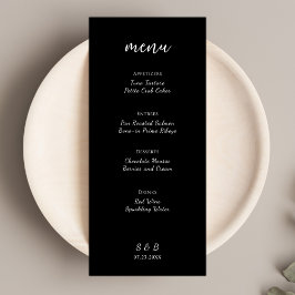Menú Boda negro Minimalista elegante