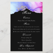 Menú Boda negro morado de moda