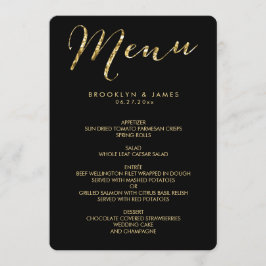 Menú Boda negro redondo elegante con Relieve metal