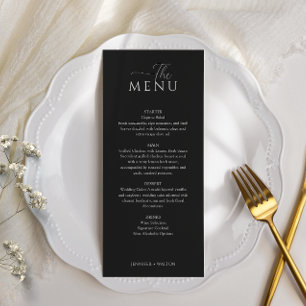 Menú Boda negro simple y elegante